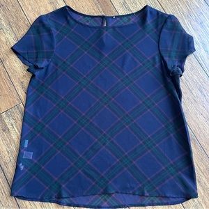 Loft sheer plaid shirt size xs